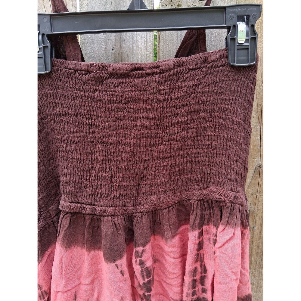 Boho Halter Dress Women's Size XL 14 Brown & Pink Ace Fashion - Picture 9 of 10